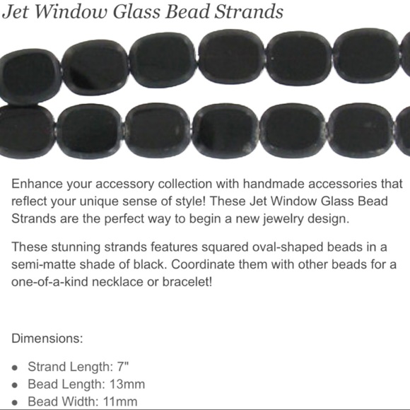 Black square-ish retro jet window glass stretchy beaded bracelet. NEW - Picture 5 of 5